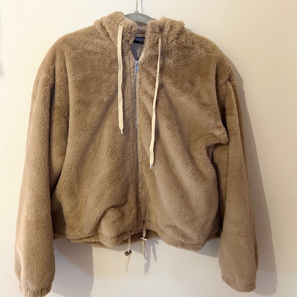 Missguided Teddy Zip Up Hoodie Jacket